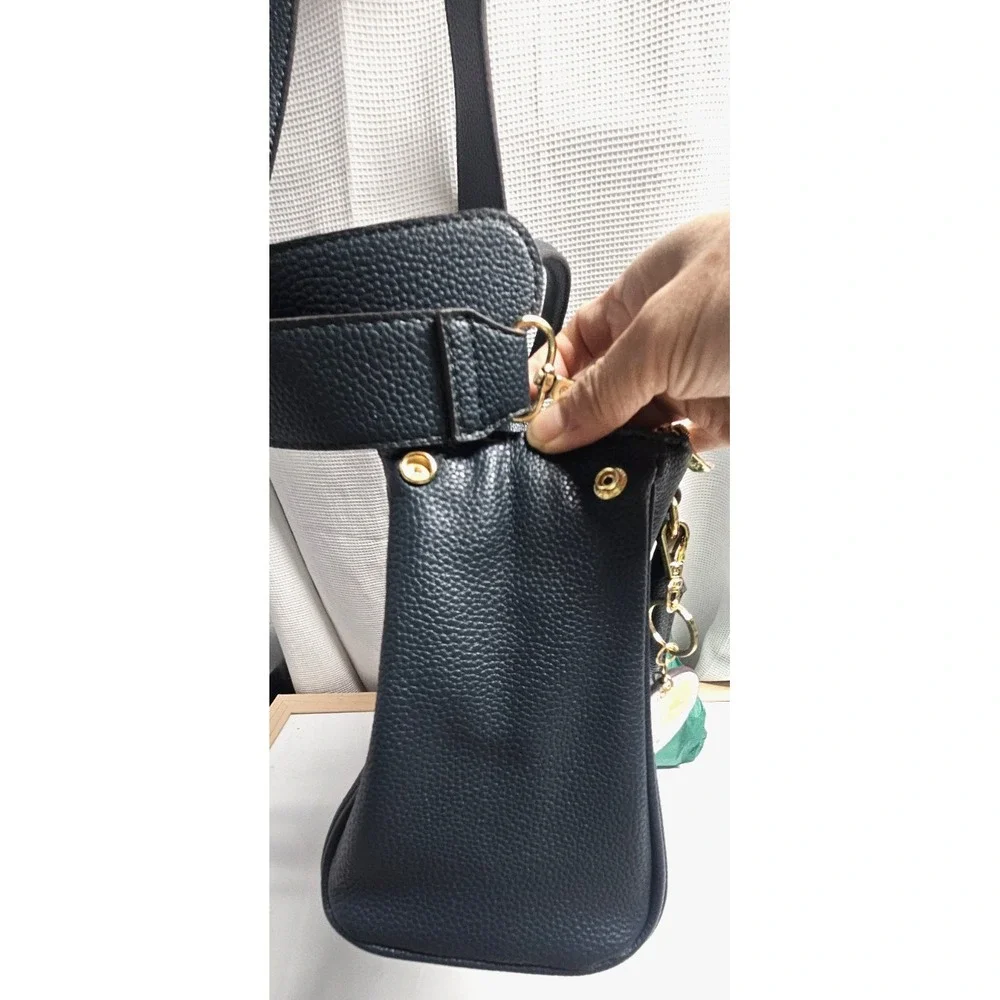 NANETTE LEPORE‎ convertible faux leather pebbled textured tote handbag green